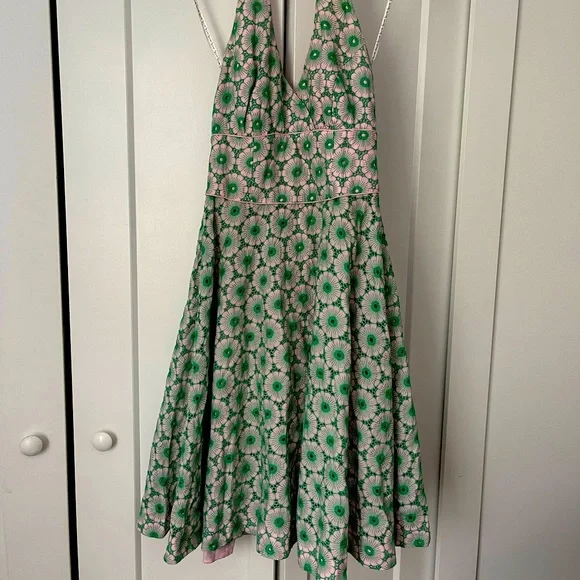Lilly Pulitzer | Dresses | Lilly Pulitzer White Label Willa Baby Pink Kelly Green  Eyelet Halter Dress 2 | Poshmark